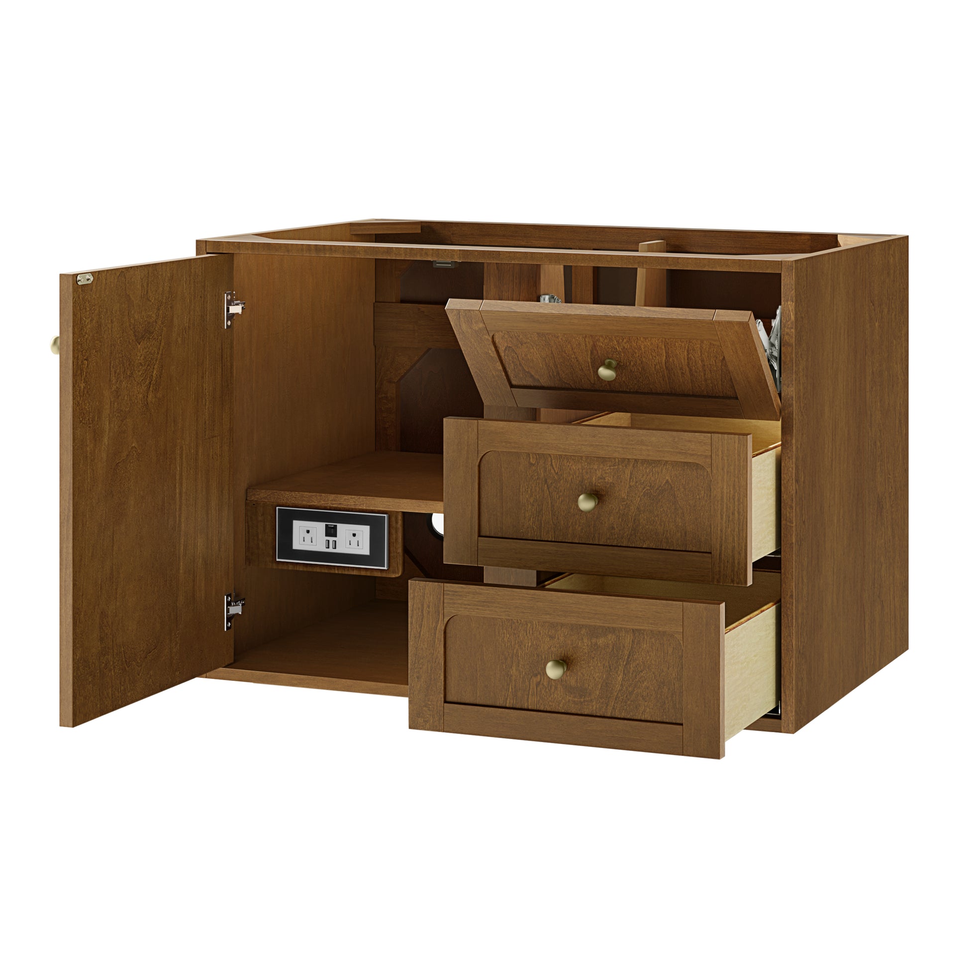 Renovate for Less Atlanta Laurent 36" Single Vanity, Honey Oak w/ 3 CM Lime Delight Silestone Top