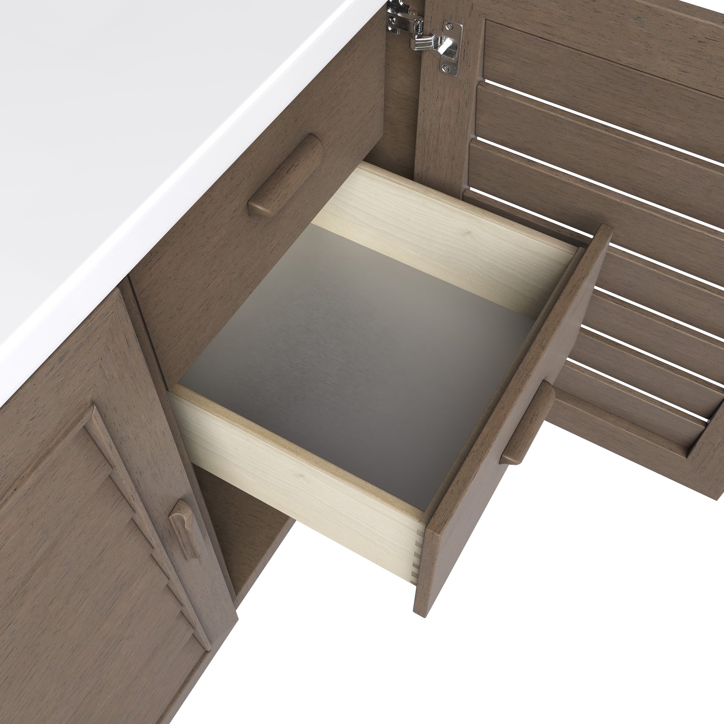 Renovate for Less Atlanta Portland 60" Single Vanity Whitewashed Walnut w/ 3 CM Victorian Silver Silestone Top