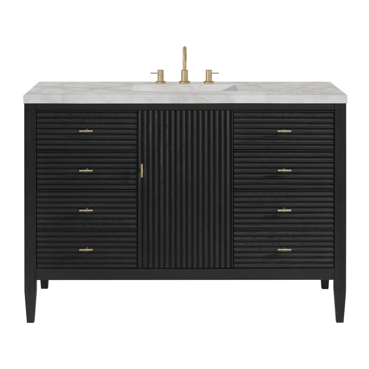 Myrrin 48" Single Vanity, Carbon Oak w/ 3 CM Victorian Silver Silestone Top w/FreePower Wireless Charger