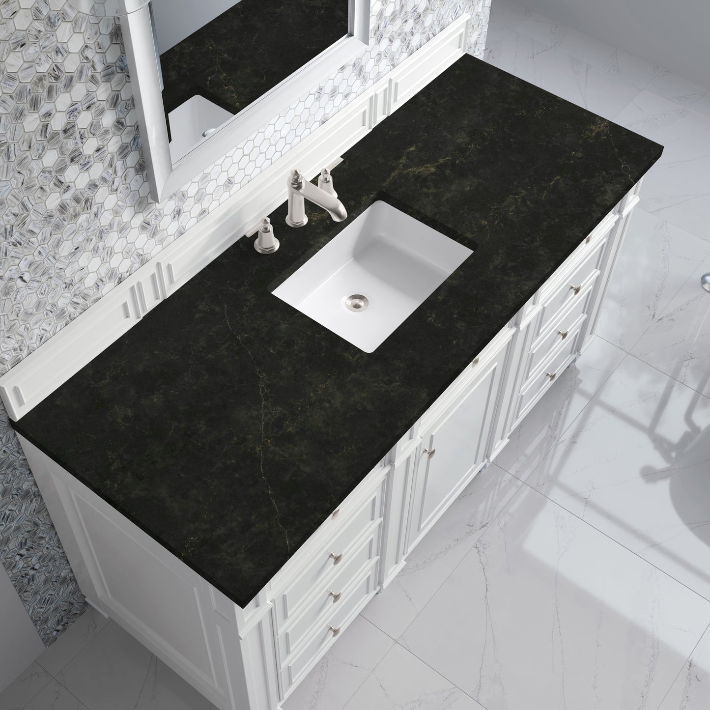 Renovate for Less Atlanta Bristol 60" Single Vanity, Bright White, w/ 3 CM Phantome Eclos Top