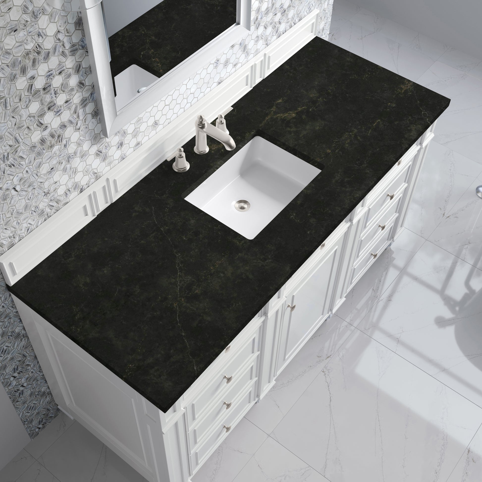 Renovate for Less Atlanta Bristol 60" Single Vanity, Bright White, w/ 3 CM Phantome Eclos Top