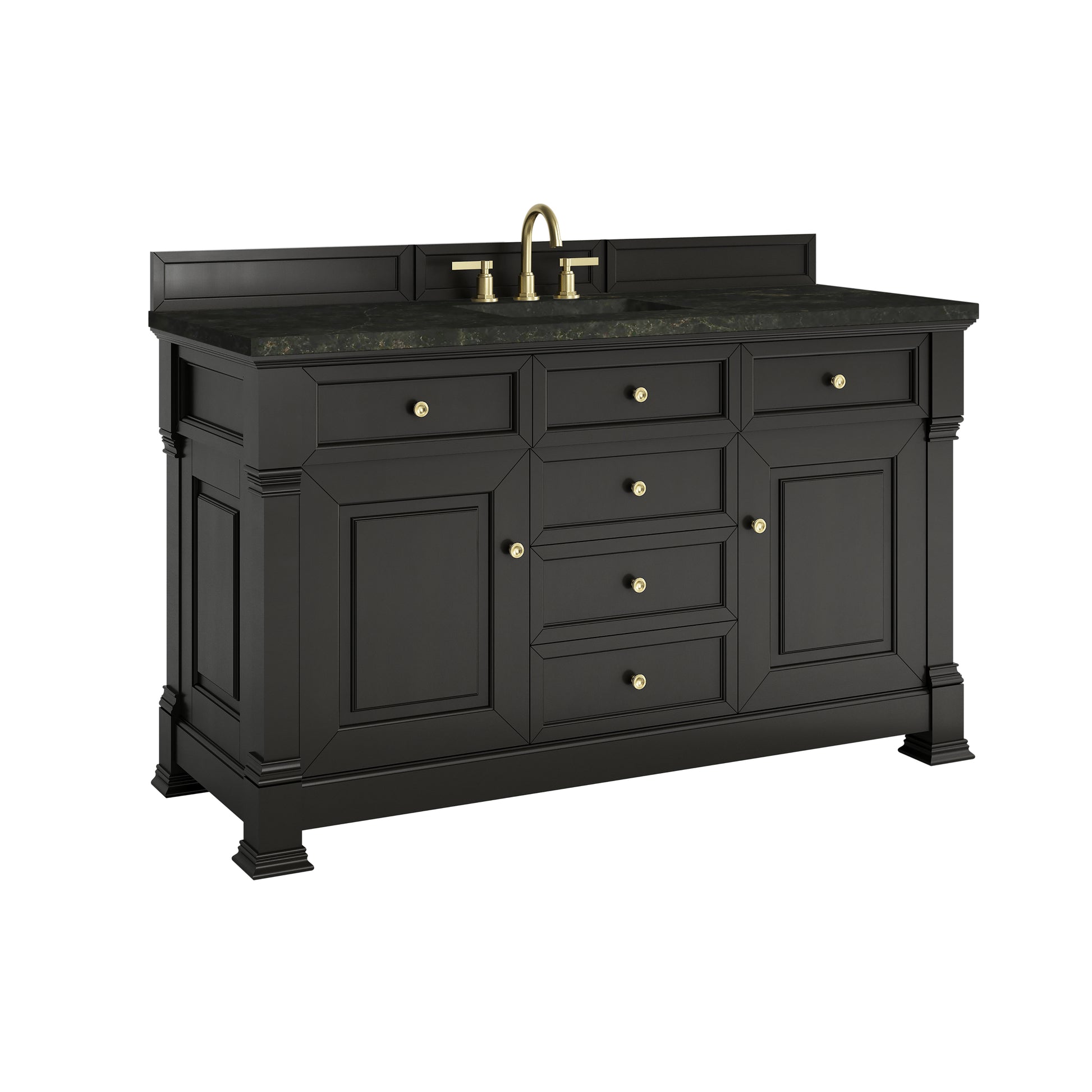 Renovate for Less Atlanta Brookfield 60" Single Vanity, Black Onyx, w/ 3 CM Phantome Eclos Top
