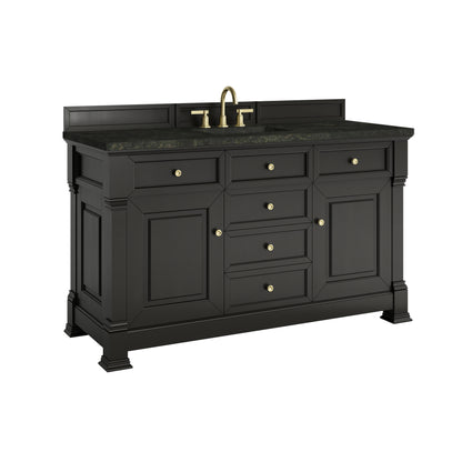 Renovate for Less Atlanta Brookfield 60" Single Vanity, Black Onyx, w/ 3 CM Phantome Eclos Top