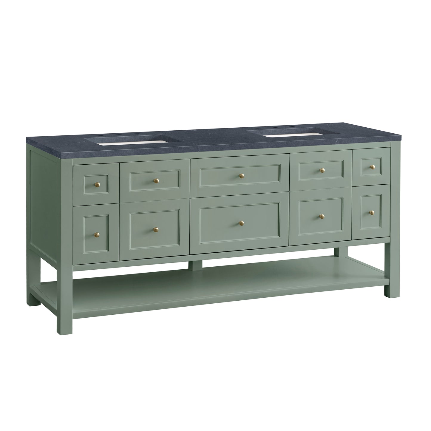 Renovate for Less Atlanta Breckenridge 72" Double Vanity, Smokey Celadon w/ 3 CM Charcoal Soapstone Top