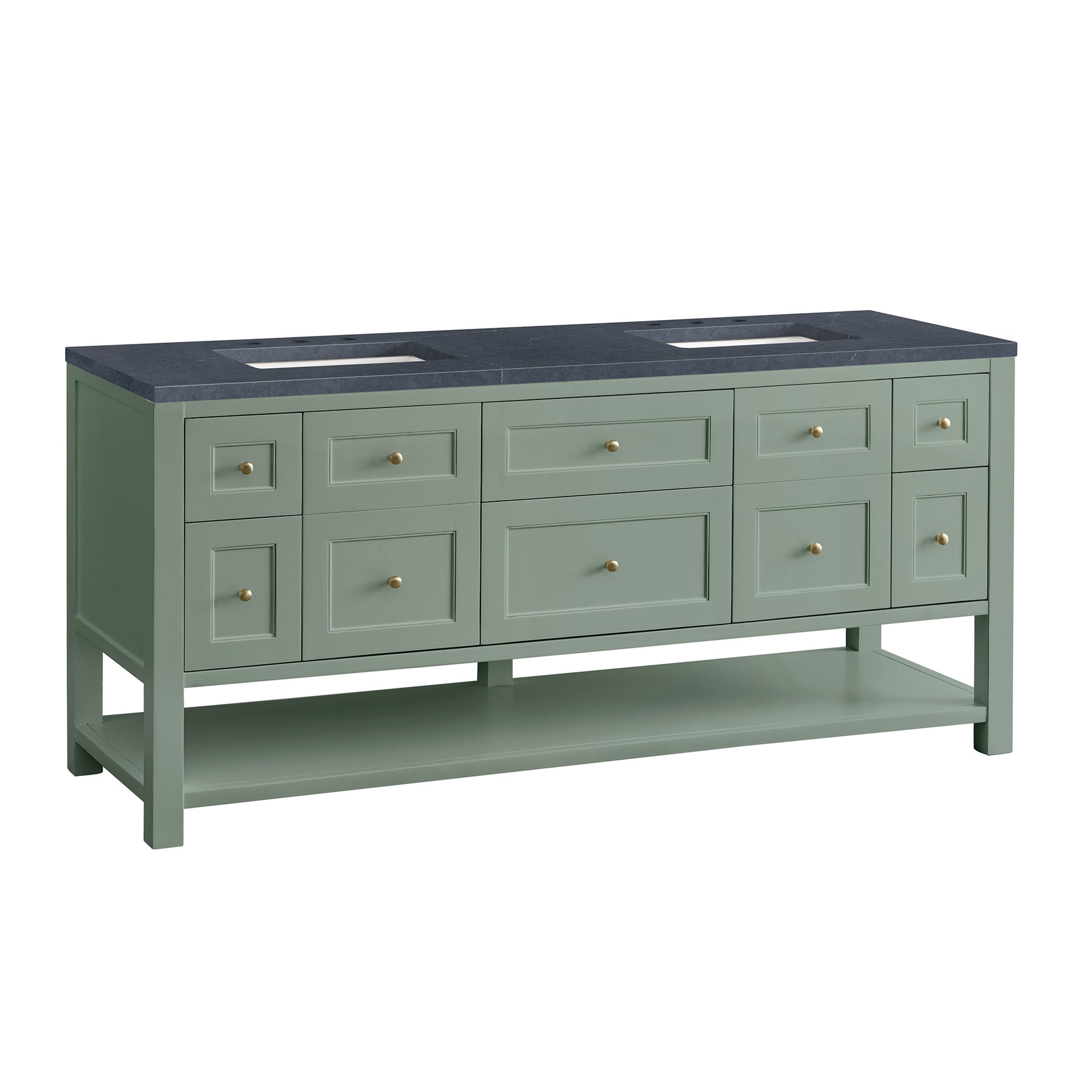 Renovate for Less Atlanta Breckenridge 72" Double Vanity, Smokey Celadon w/ 3 CM Charcoal Soapstone Top