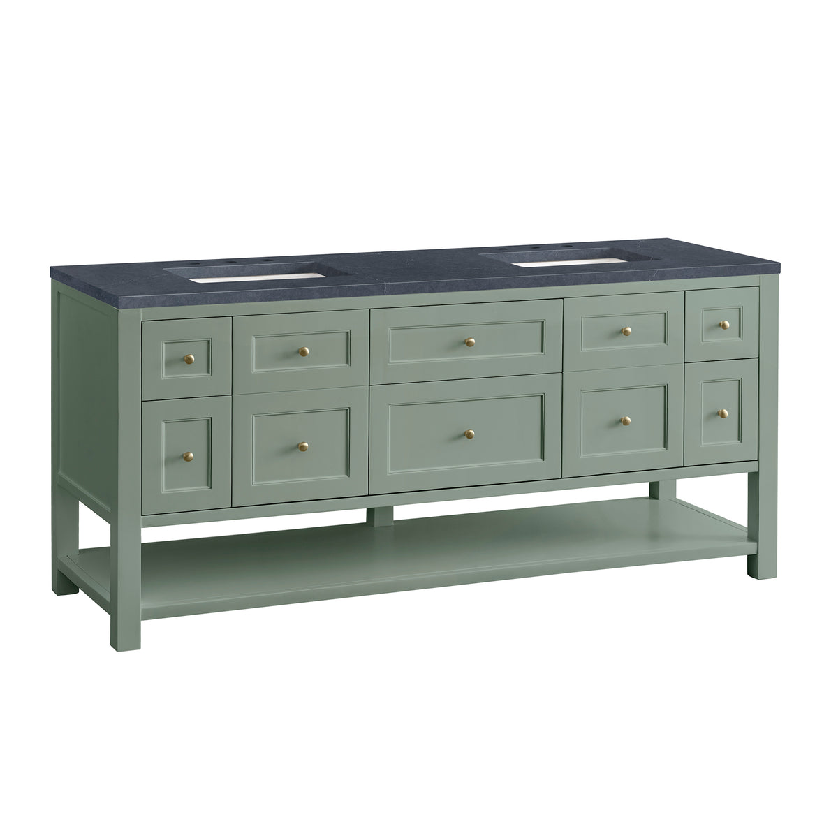 Renovate for Less Atlanta Breckenridge 72" Double Vanity, Smokey Celadon w/ 3 CM Charcoal Soapstone Top