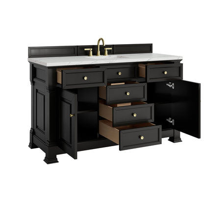 Renovate for Less Atlanta Brookfield 60" Single Vanity, Black Onyx w/ 3 CM Ethereal Noctis Silestone Top