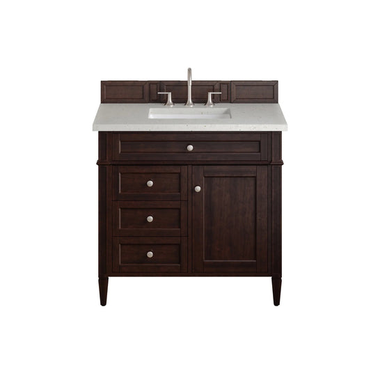Brittany 36" Single Vanity, Burnished Mahogany w/ 3 CM Lime Delight Silestone Top