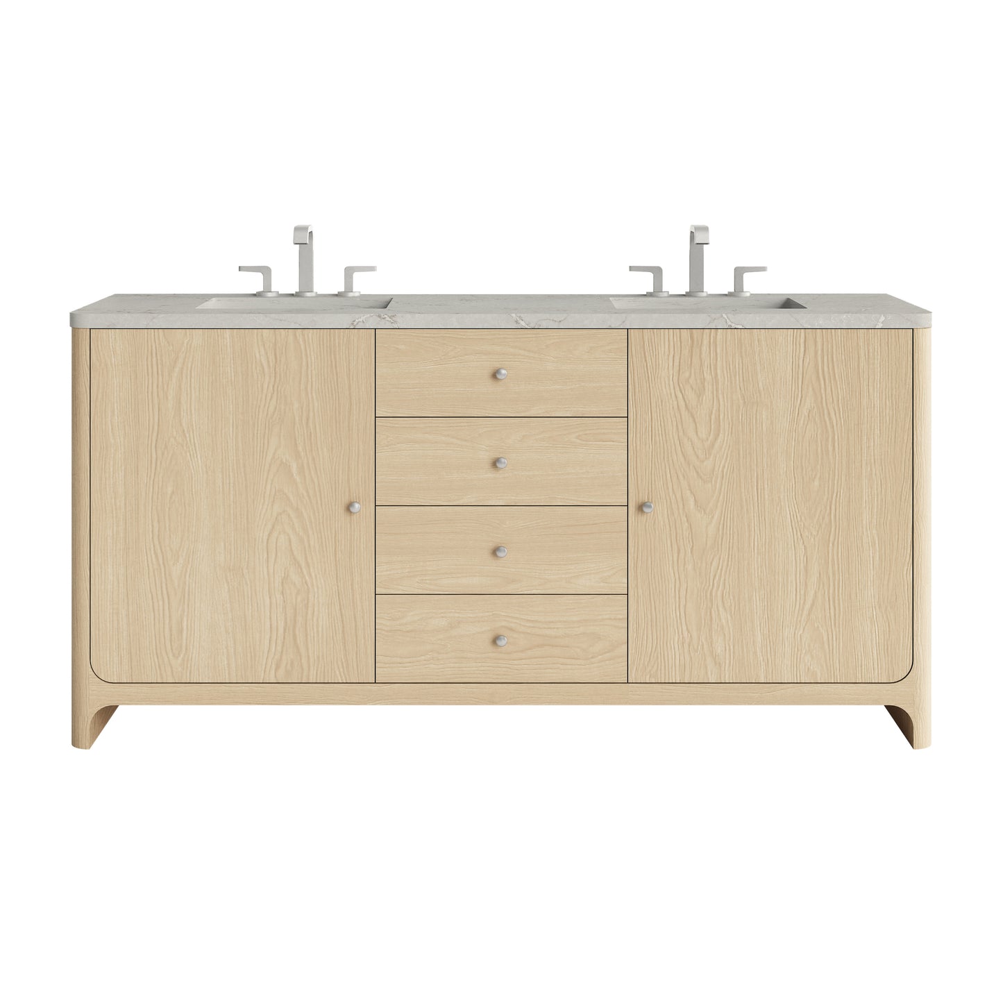 Renovate for Less Atlanta Gracyn 72" Double Vanity, Coastal Driftwood, w/ 3 CM Victorian Silver Quartz Widespread Top