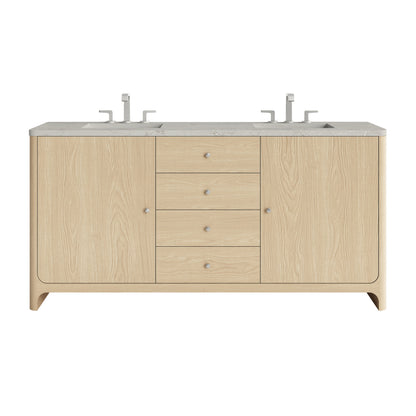 Renovate for Less Atlanta Gracyn 72" Double Vanity, Coastal Driftwood, w/ 3 CM Victorian Silver Quartz Widespread Top