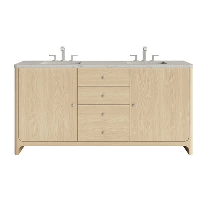 Gracyn 72" Double Vanity, Coastal Driftwood, w/ 3 CM Victorian Silver Silestone Top w/ FreePower Wireless Charger