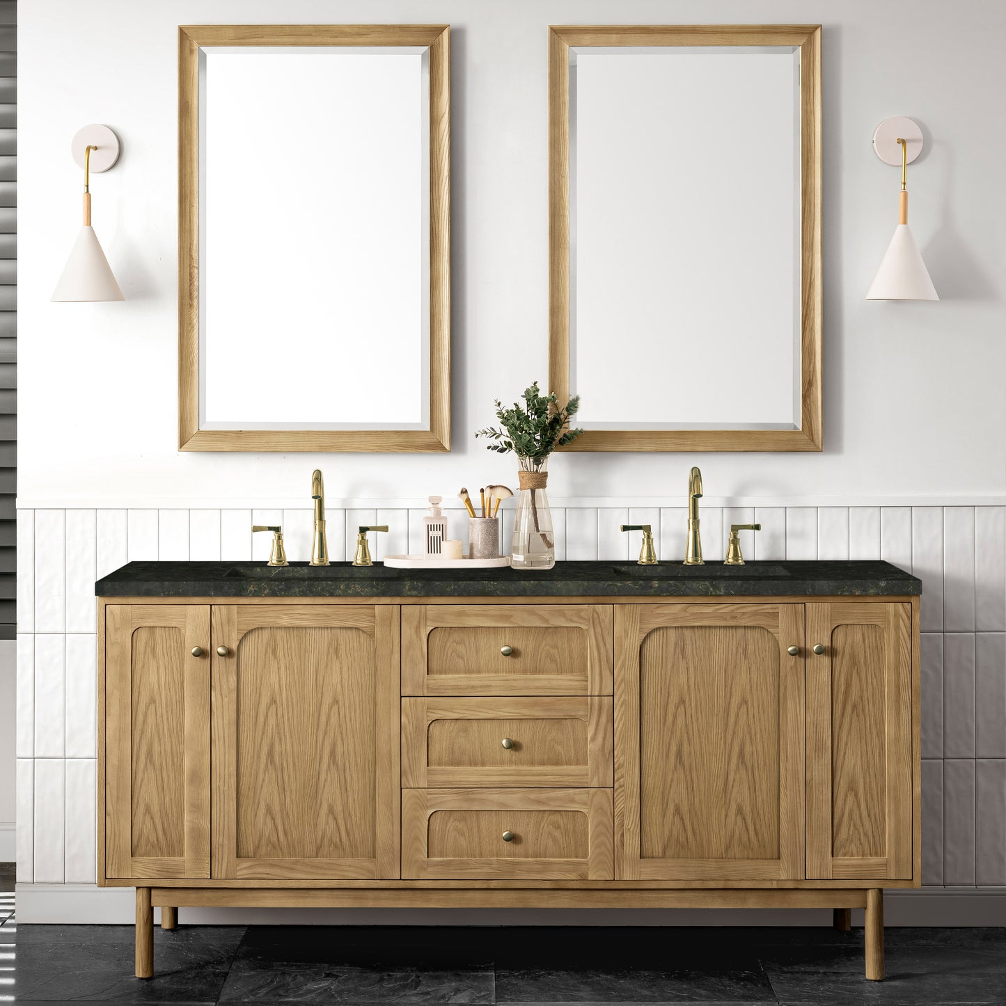 Renovate for Less Atlanta Laurent 72" Double Vanity, Light Natural Oak, w/ 3 CM Phantome Eclos Top