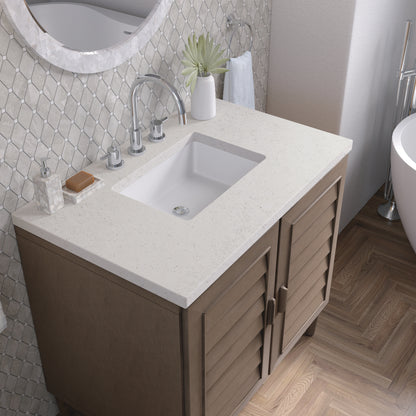 Renovate for Less Atlanta Portland 36" Single Vanity Whitewashed Walnut w/ 3 CM Lime Delight Silestone Top