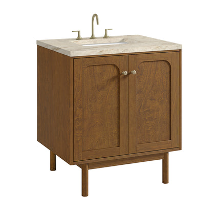 Renovate for Less Atlanta Laurent 30" Single Vanity, Honey Oak w/ 3 CM Tajnar Eclos Top