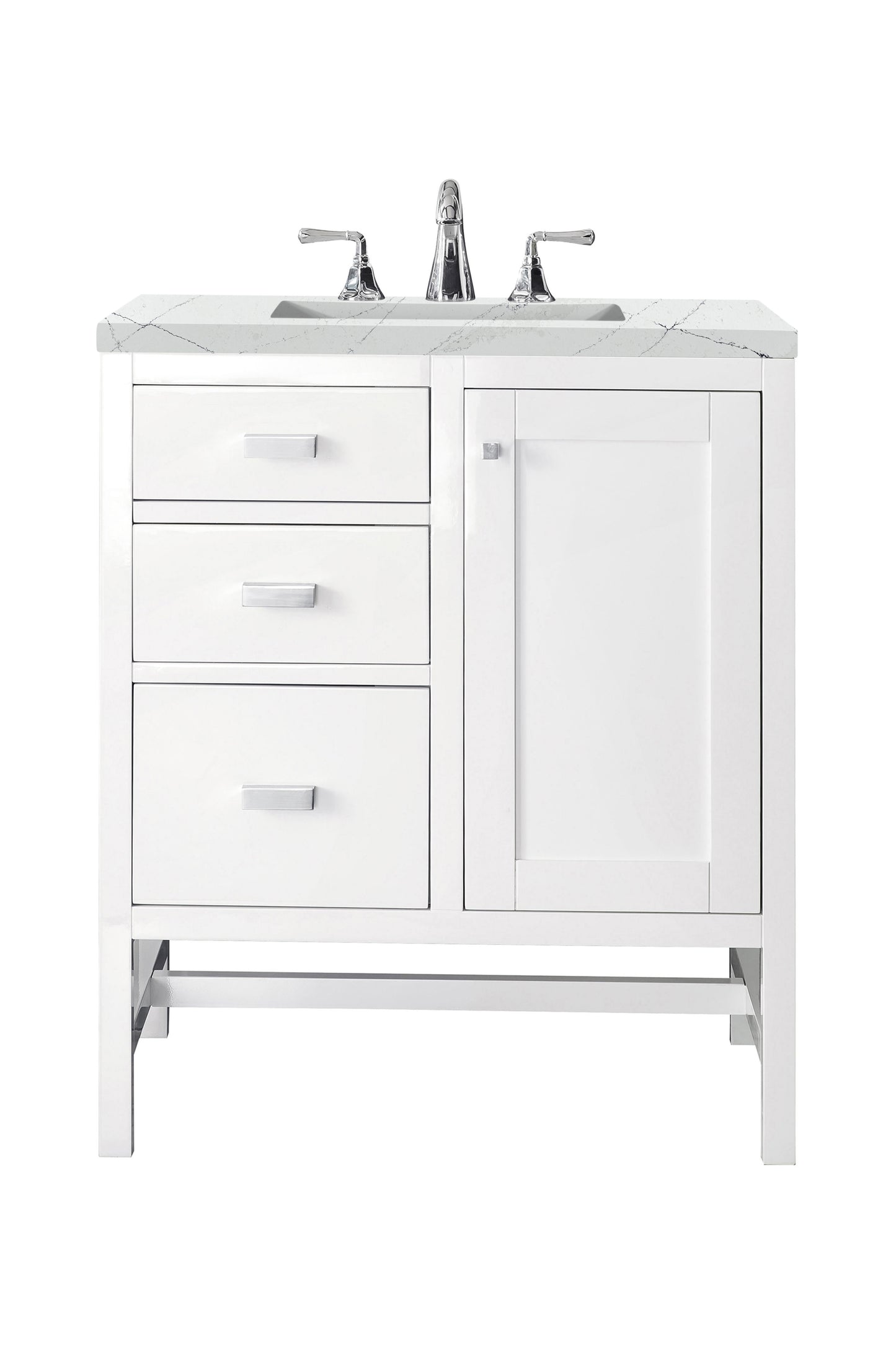 Renovate for Less Atlanta Addison 30" Single Vanity, Glossy White w/ 3 CM Ethereal Noctis Top