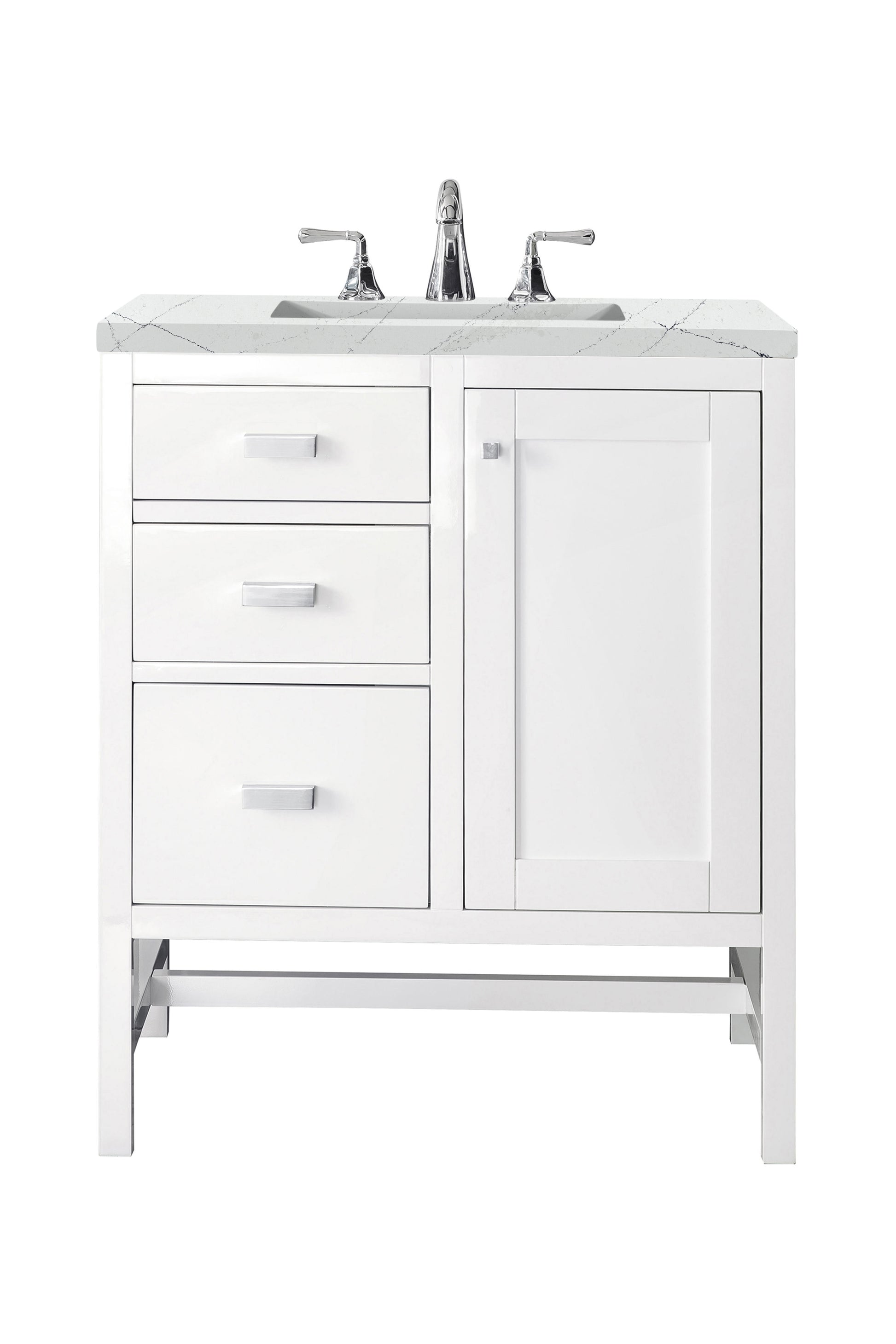 Renovate for Less Atlanta Addison 30" Single Vanity, Glossy White w/ 3 CM Ethereal Noctis Top