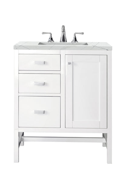 Renovate for Less Atlanta Addison 30" Single Vanity, Glossy White w/ 3 CM Ethereal Noctis Top