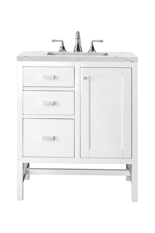 Renovate for Less Atlanta Addison 30" Single Vanity, Glossy White w/ 3 CM Ethereal Noctis Top