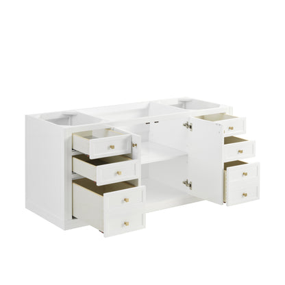 Renovate for Less Atlanta Chicago 60" Single Vanity, Glossy White, w/ 3 CM Tajnar Eclos Top w/FreePower Wireless Charger