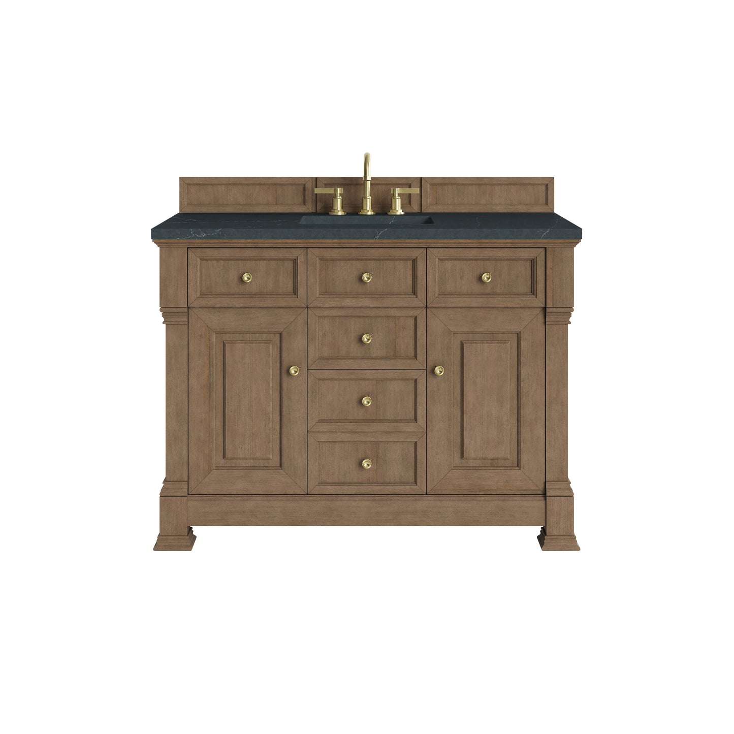 Renovate for Less Atlanta Brookfield 48" Single Vanity, Pecan w/3 CM Charcoal Soapstone Silestone Top