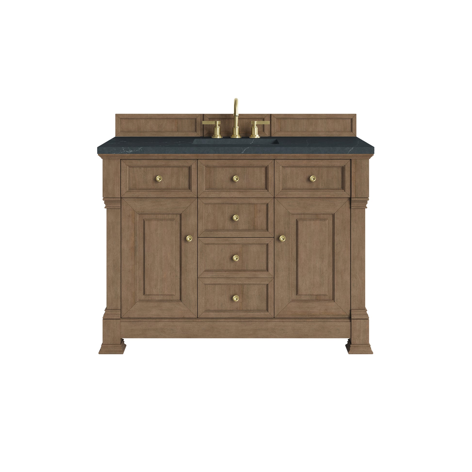 Renovate for Less Atlanta Brookfield 48" Single Vanity, Pecan w/3 CM Charcoal Soapstone Silestone Top