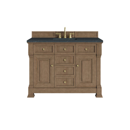 Renovate for Less Atlanta Brookfield 48" Single Vanity, Pecan w/3 CM Charcoal Soapstone Silestone Top