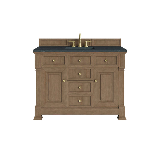 Brookfield 48" Single Vanity, Pecan w/3 CM Charcoal Soapstone Silestone Top