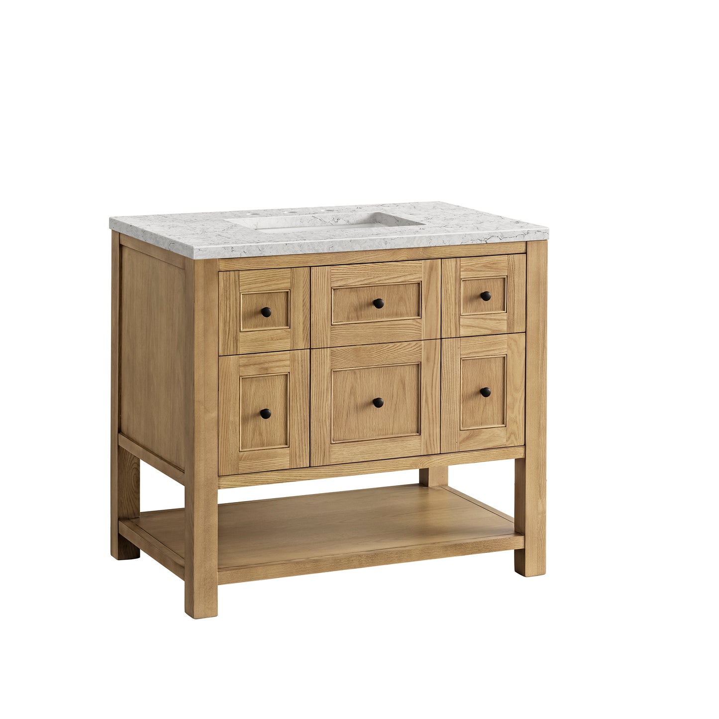 Renovate for Less Atlanta Breckenridge 36" Single Vanity, Light Natural Oak w/ 3 CM Eternal Jasmine Pearl Top