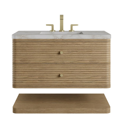Allamari 36" Single Vanity, Dune Mist w/ 3 CM Victorian Silver Silestone Top