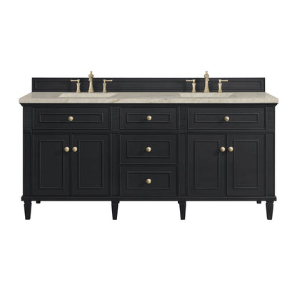 Lorelai 72" Double Vanity, Black Onyx, w/ 3 CM Tajnar Eclos Top w/FreePower Wireless Charger