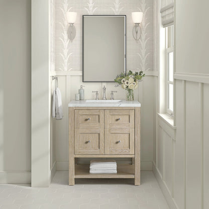 Breckenridge 30" Single Vanity, Whitewashed Oak w/ 3 CM Ethereal Noctis Silestone Top
