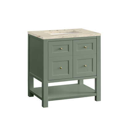 Renovate for Less Atlanta Breckenridge 30" Single Vanity, Smokey Celadon, w/ 3 CM Tajnar Eclos Top