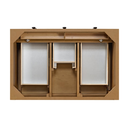 Renovate for Less Atlanta Malibu 36" Single Vanity, Amber Birch w/ 3 CM Ethereal Noctis Top