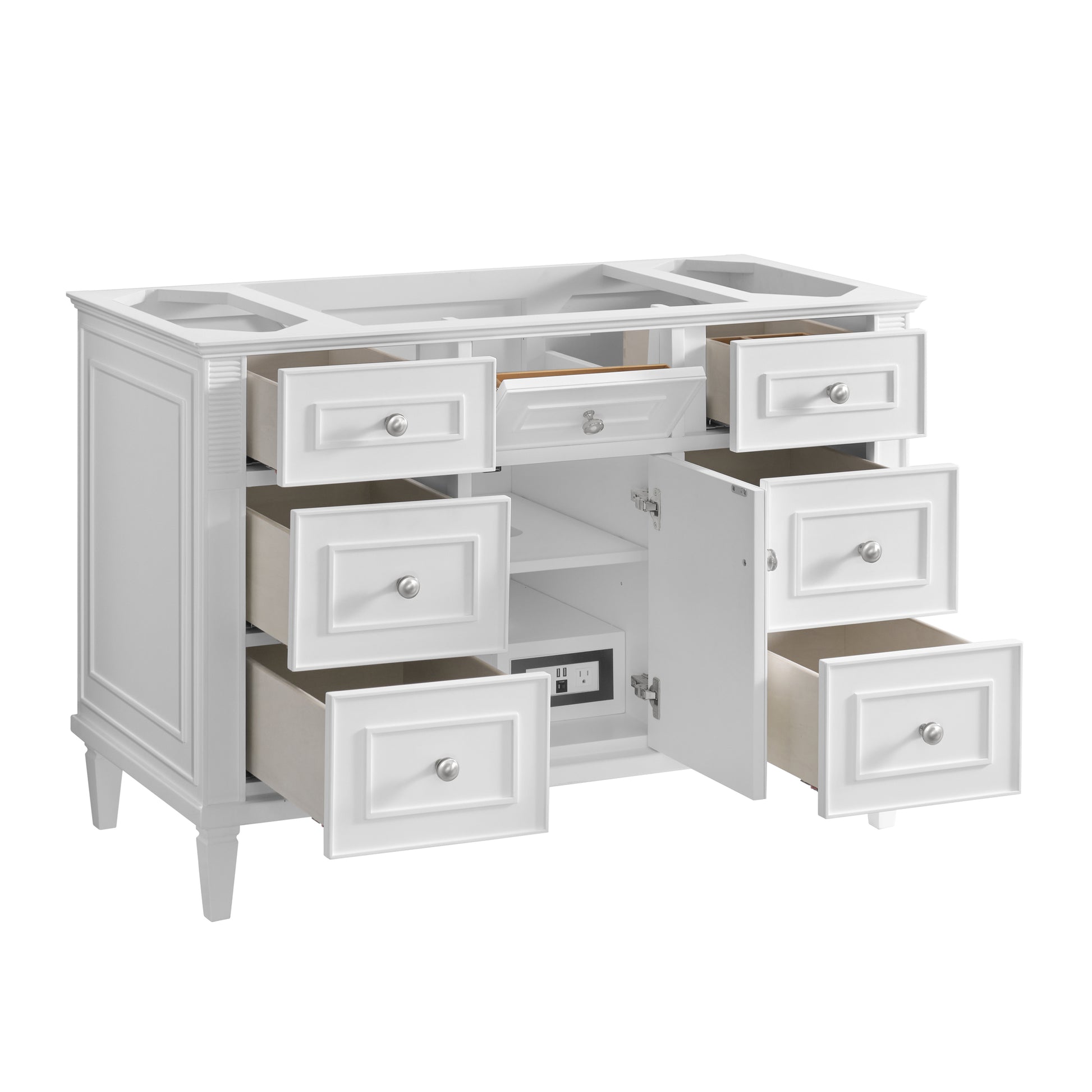 Renovate for Less Atlanta Lorelai 48" Single Vanity, Bright White, w/ 3 CM Tajnar Eclos Top
