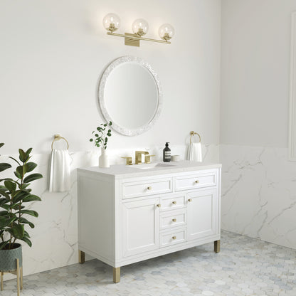 Renovate for Less Atlanta Chicago 48" Single Vanity, Glossy White, w/ 3 CM Lime Delight Silestone® Top