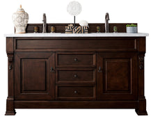 Load image into Gallery viewer, Brookfield 60&quot; Double Vanity, Burnished Mahogany w/ 3 CM Arctic Fall Solid Surface Top James Martin Vanities