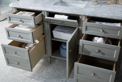 Brittany 60" Urban Gray Single Vanity w/ 3 CM Carrara Marble Top James Martin Vanities