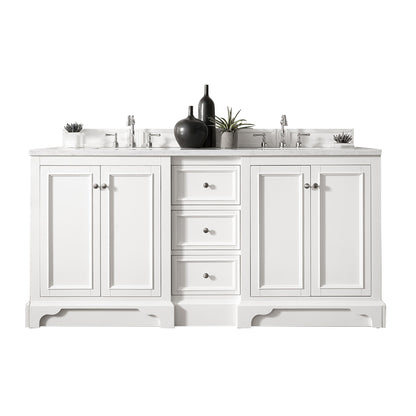 De Soto 72" Double Vanity, Bright White w/ 3 CM Arctic Fall Solid Surface Top James Martin Vanities