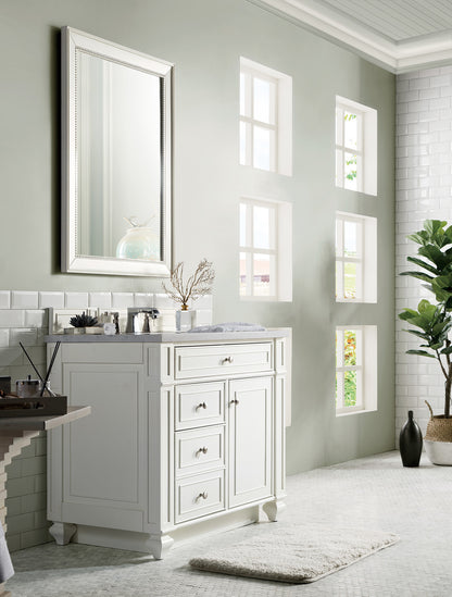 Bristol 36" Single Vanity, Bright White, w/ 3 CM Arctic Fall Solid Surface Top James Martin Vanities