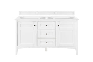 Bathroom Vanities Outlet Atlanta Renovate for LessPalisades 60" Double Vanity, Bright White, w/ 3 CM Grey Expo Quartz Top