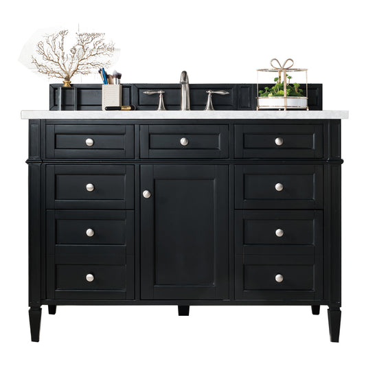 Brittany 48" Black Onyx Single Vanity w/ 3 CM Arctic Fall Solid Surface Top James Martin Vanities