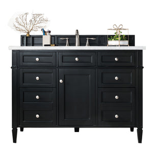 Brittany 48" Black Onyx Single Vanity w/ 3 CM White Zeus Quartz Top James Martin Vanities