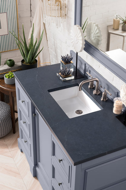 De Soto 48" Single Vanity, Silver Gray w/ 3 CM Charcoal Soapstone Quartz Top James Martin Vanities