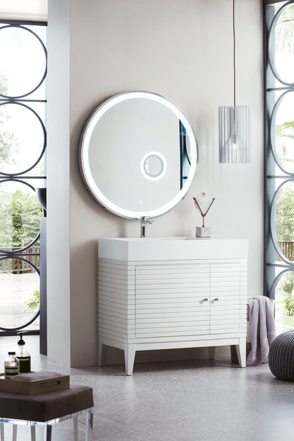 Linear 36" Single Vanity, Glossy White w/ Glossy White Composite Top James Martin Vanities