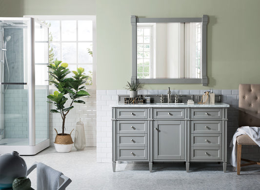 Brittany 60" Urban Gray Single Vanity w/ 3 CM Carrara Marble Top James Martin Vanities
