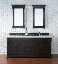 Load image into Gallery viewer, Brookfield 72&quot; Double Vanity, Burnished Mahogany w/ 3 CM White Zeus Quartz Top James Martin Vanities