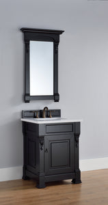 Brookfield 26" Single Vanity, Antique Black w/ 3 CM White Zeus Quartz Top James Martin Vanities