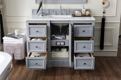 Bathroom Vanities Outlet Atlanta Renovate for LessDe Soto 48" Single Vanity, Silver Gray w/ 3 CM Arctic Fall Solid Surface Top