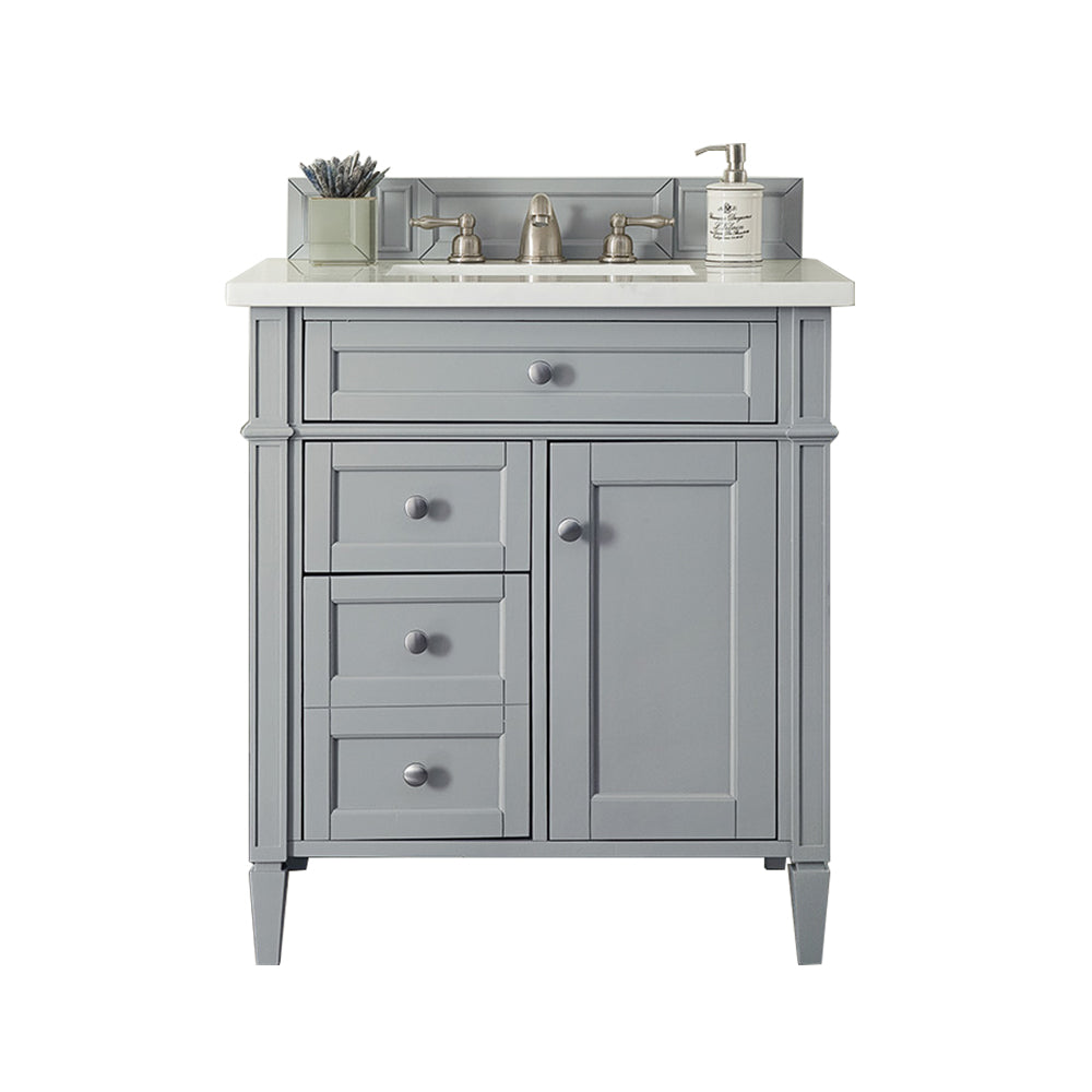Brittany 30" Single Vanity, Urban Gray w/ 3 CM Arctic Fall Solid Surface Top James Martin Vanities