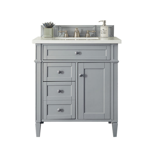 Brittany 30" Single Vanity, Urban Gray w/ 3 CM Arctic Fall Solid Surface Top James Martin Vanities
